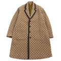 GUCCI GG Jacquard Melton Covered Button Long Chester Coat Beige Size 50
