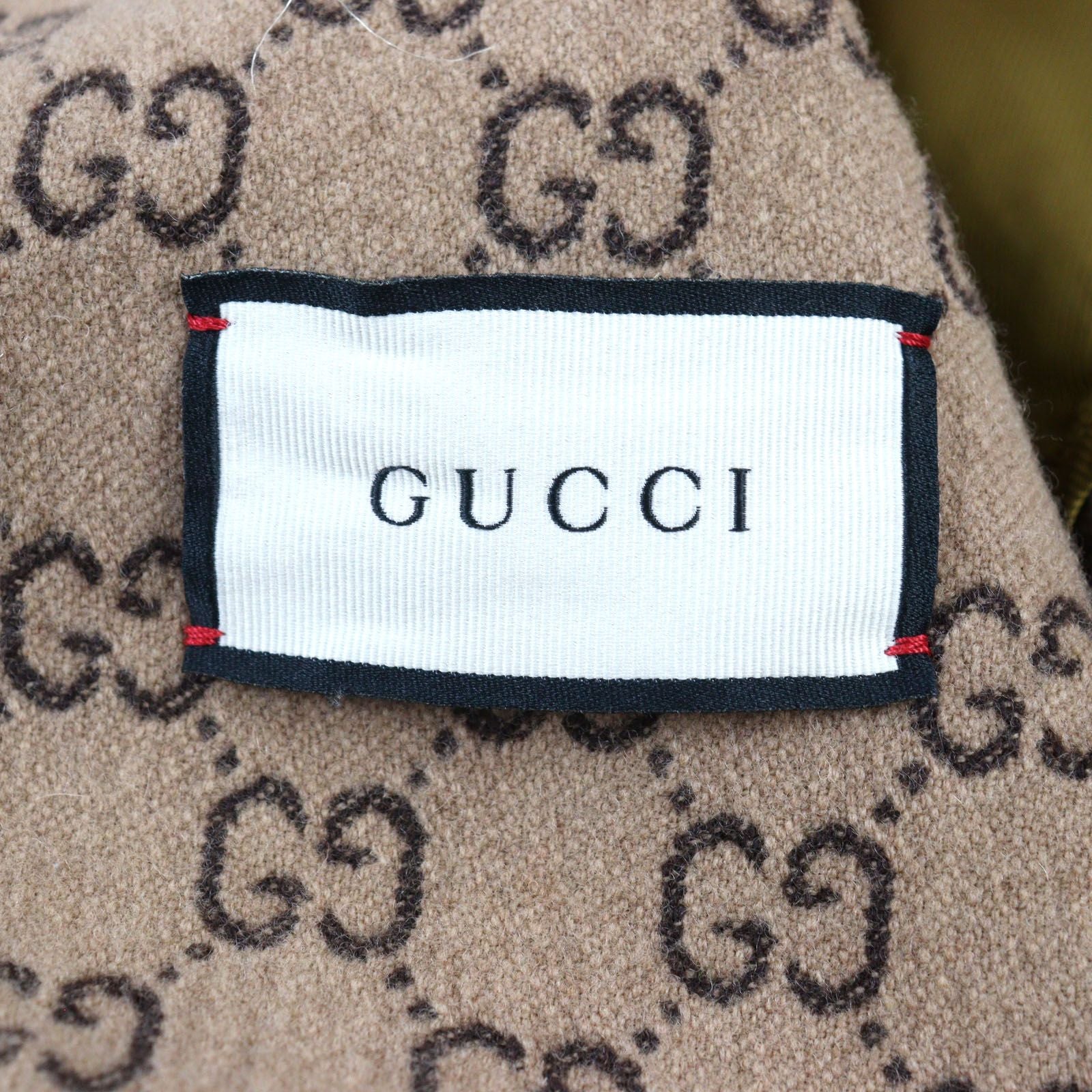 GUCCI GG Jacquard Melton Covered Button Long Chester Coat Beige Size 50
