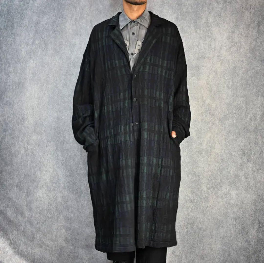 Yohji Yamamoto 24AW Uneven Dye Check Coat 3