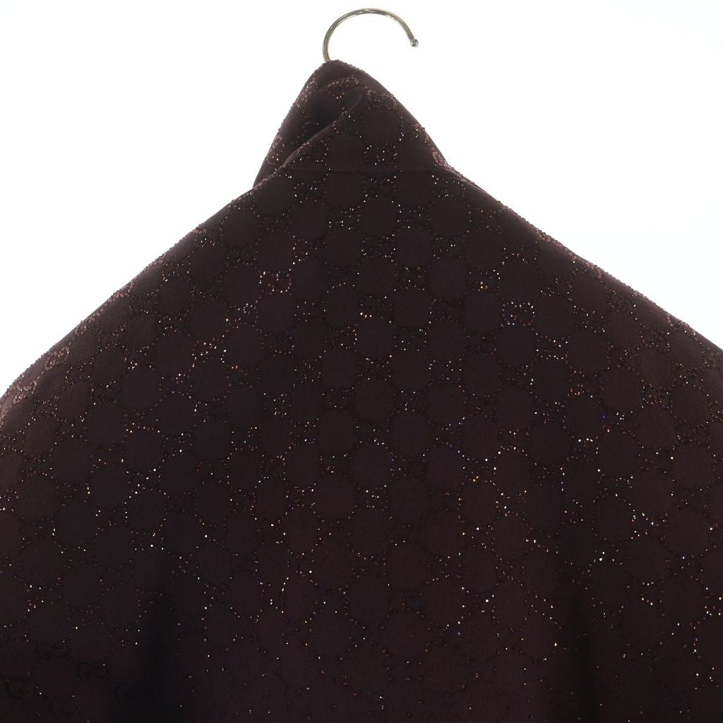 GUCCI GG Fabric Canvas Rhinestone Padded Zip-Up Jacket Burgundy Size 44