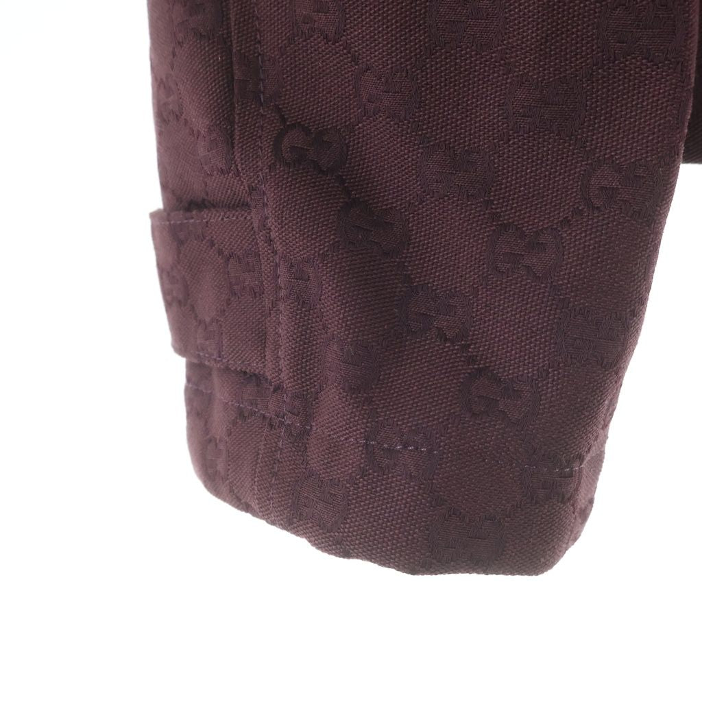 GUCCI GG Fabric Canvas Rhinestone Padded Zip-Up Jacket Burgundy Size 44