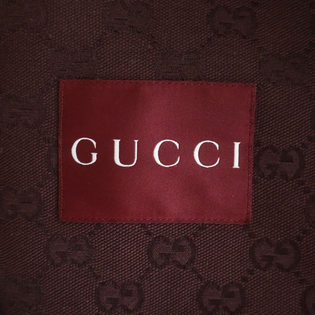 GUCCI GG Fabric Canvas Rhinestone Padded Zip-Up Jacket Burgundy Size 44
