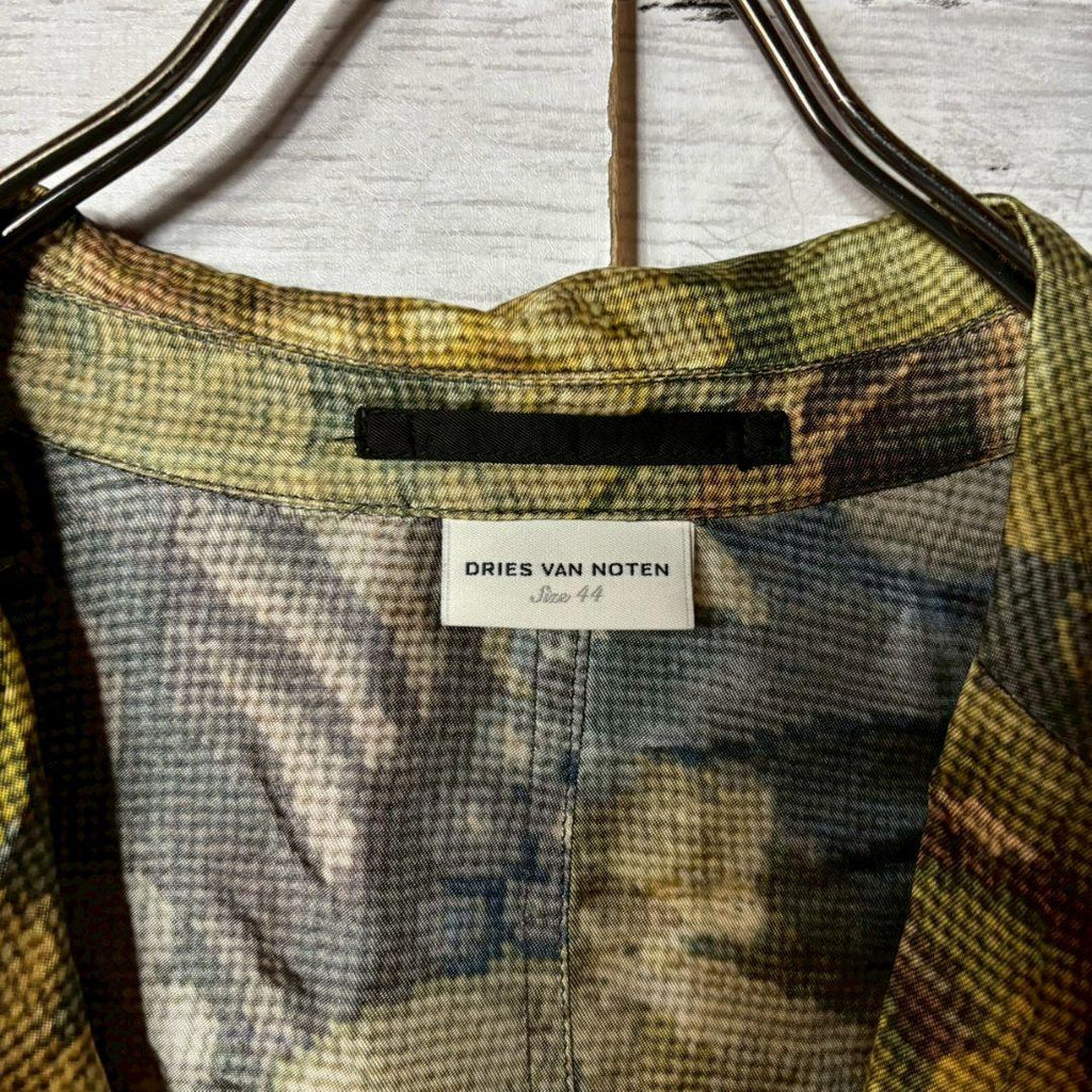 Dries Van Noten Botanical Print Rayon Pixel Tailored Jacket 44