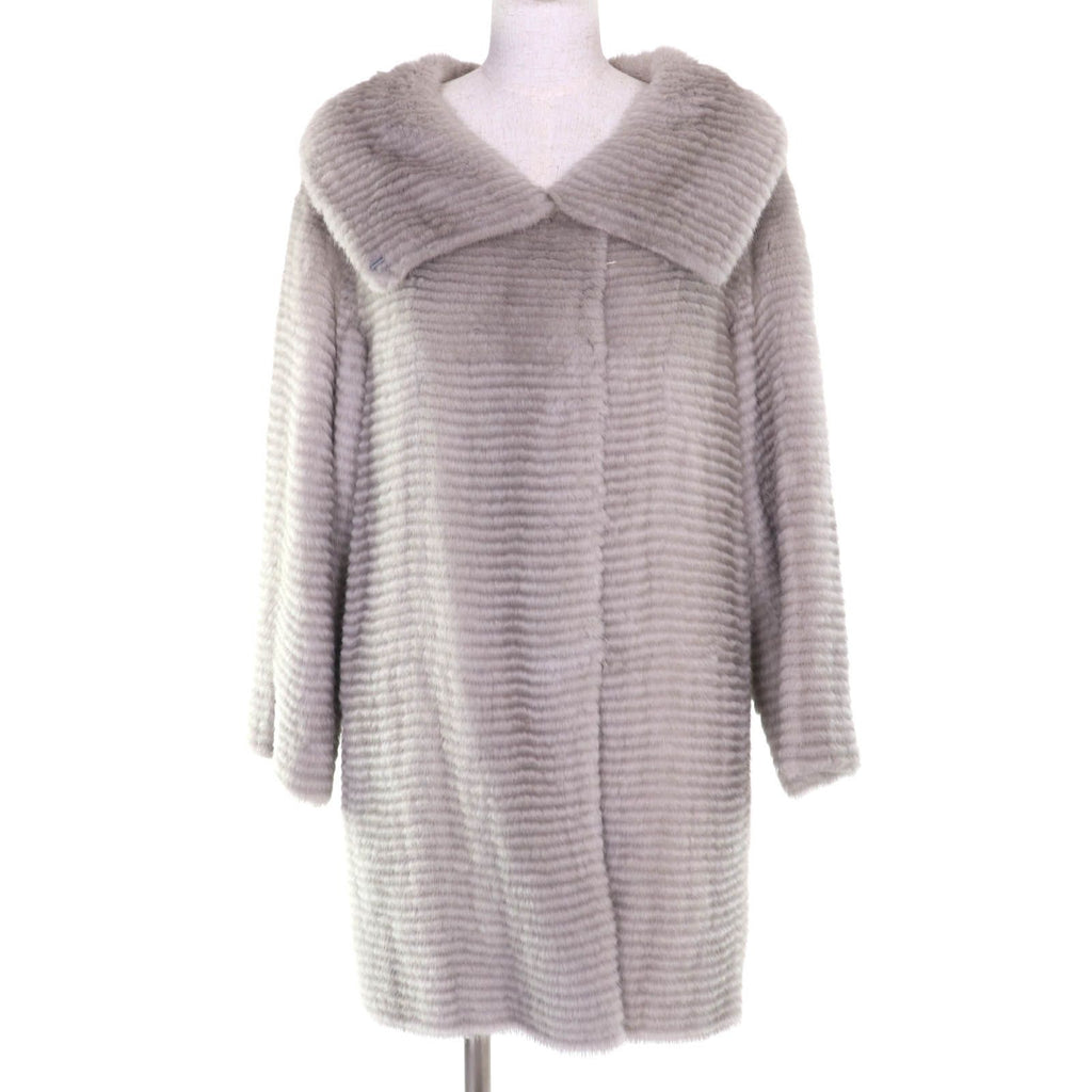 GUCCI Mink Fur Semi-Long Coat Grey Size 38