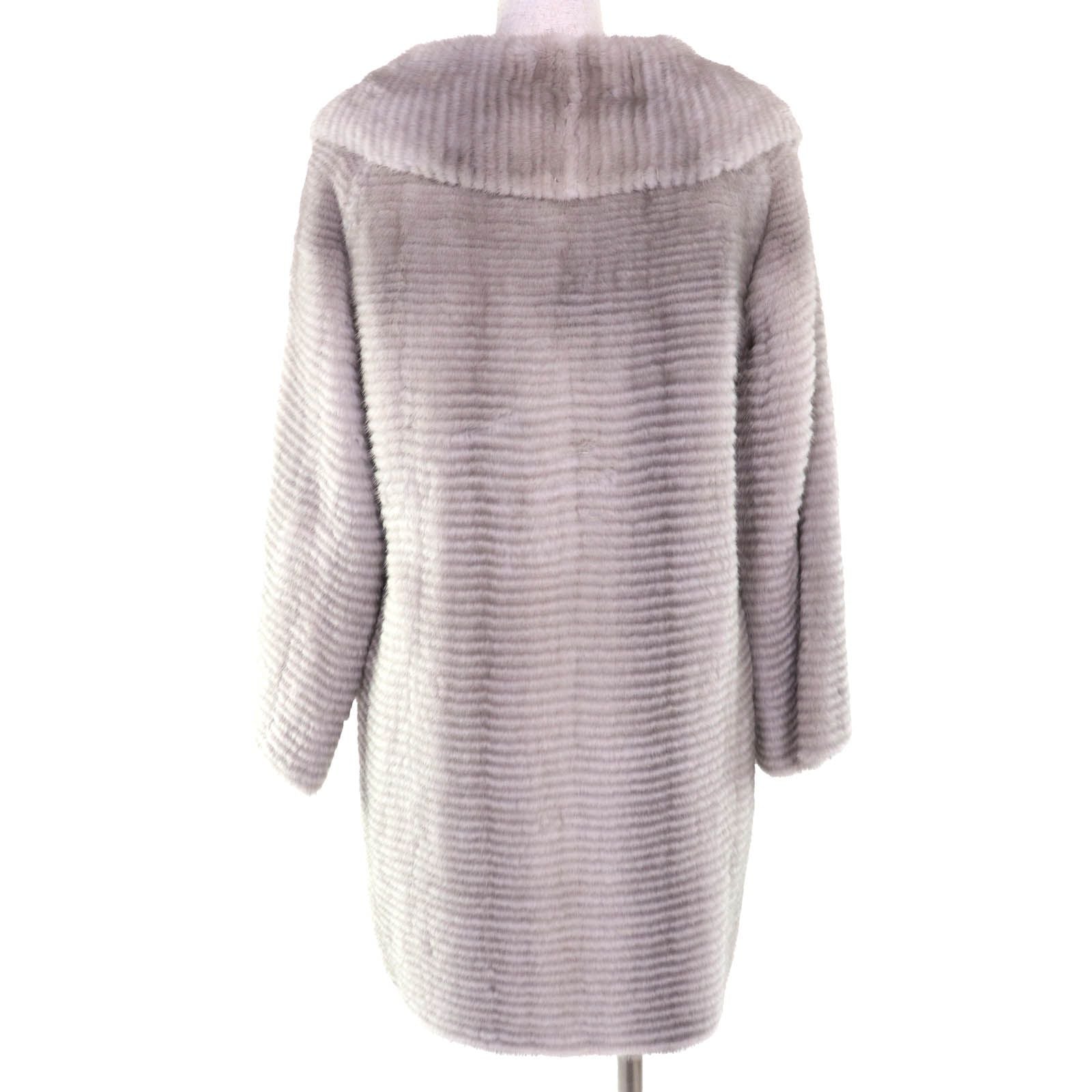 GUCCI Mink Fur Semi-Long Coat Grey Size 38