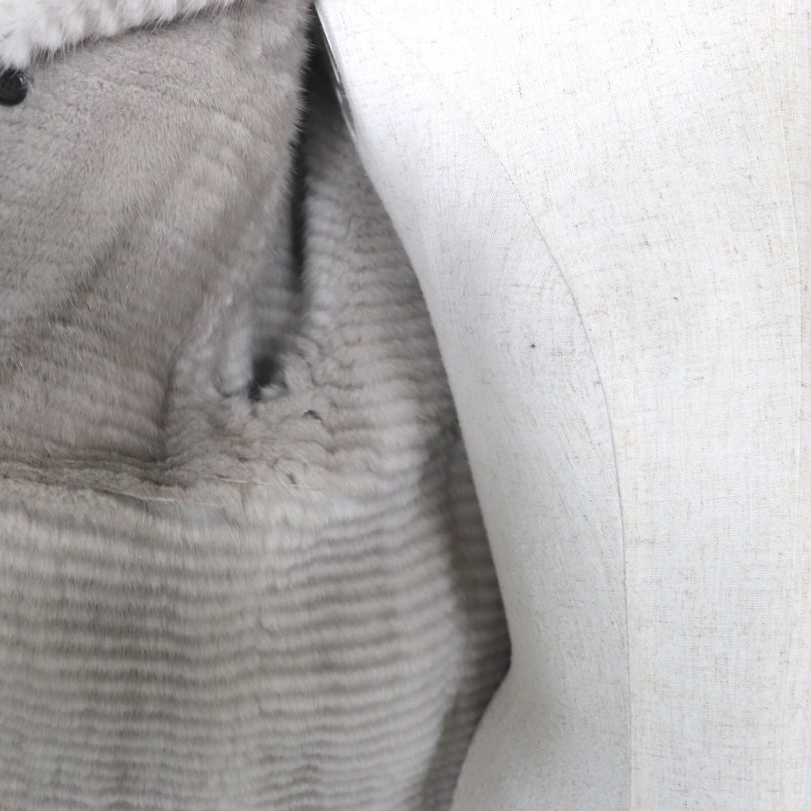 GUCCI Mink Fur Semi-Long Coat Grey Size 38