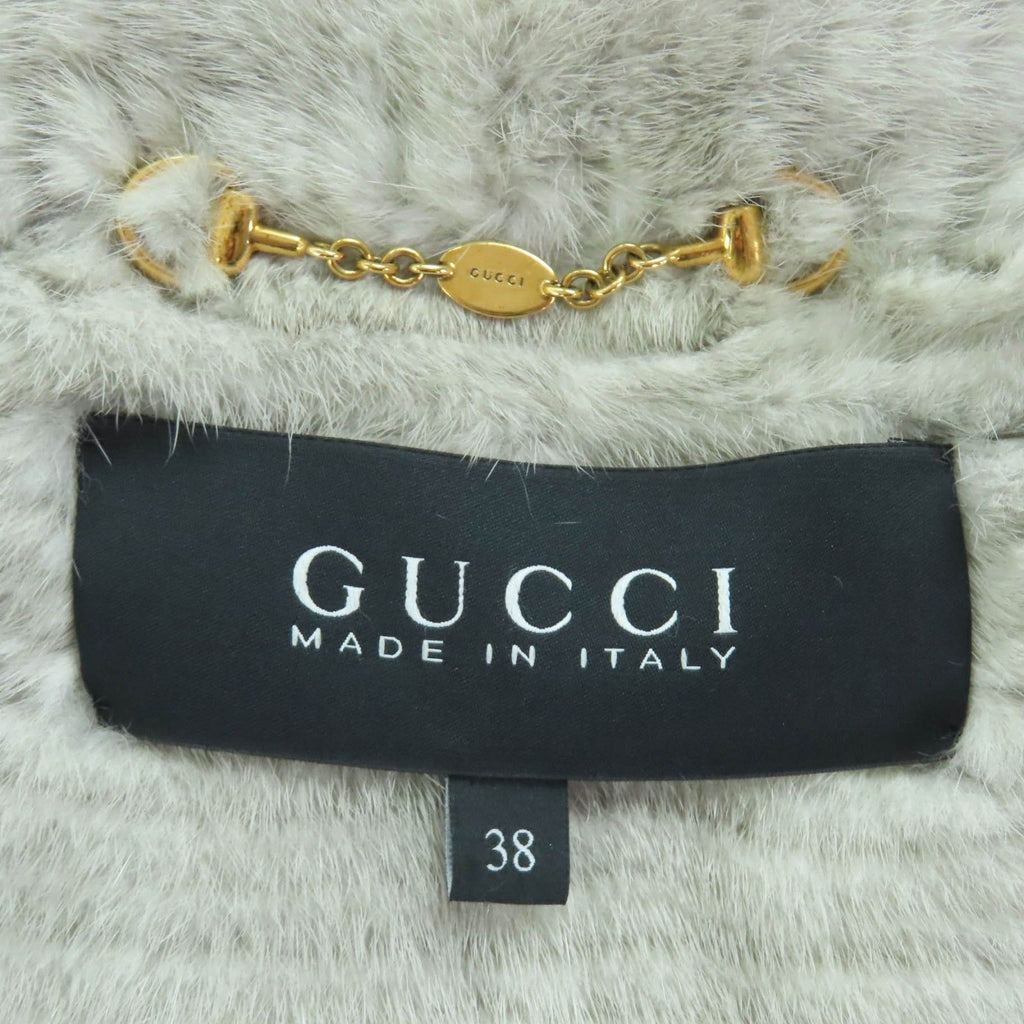 GUCCI Mink Fur Semi-Long Coat Grey Size 38