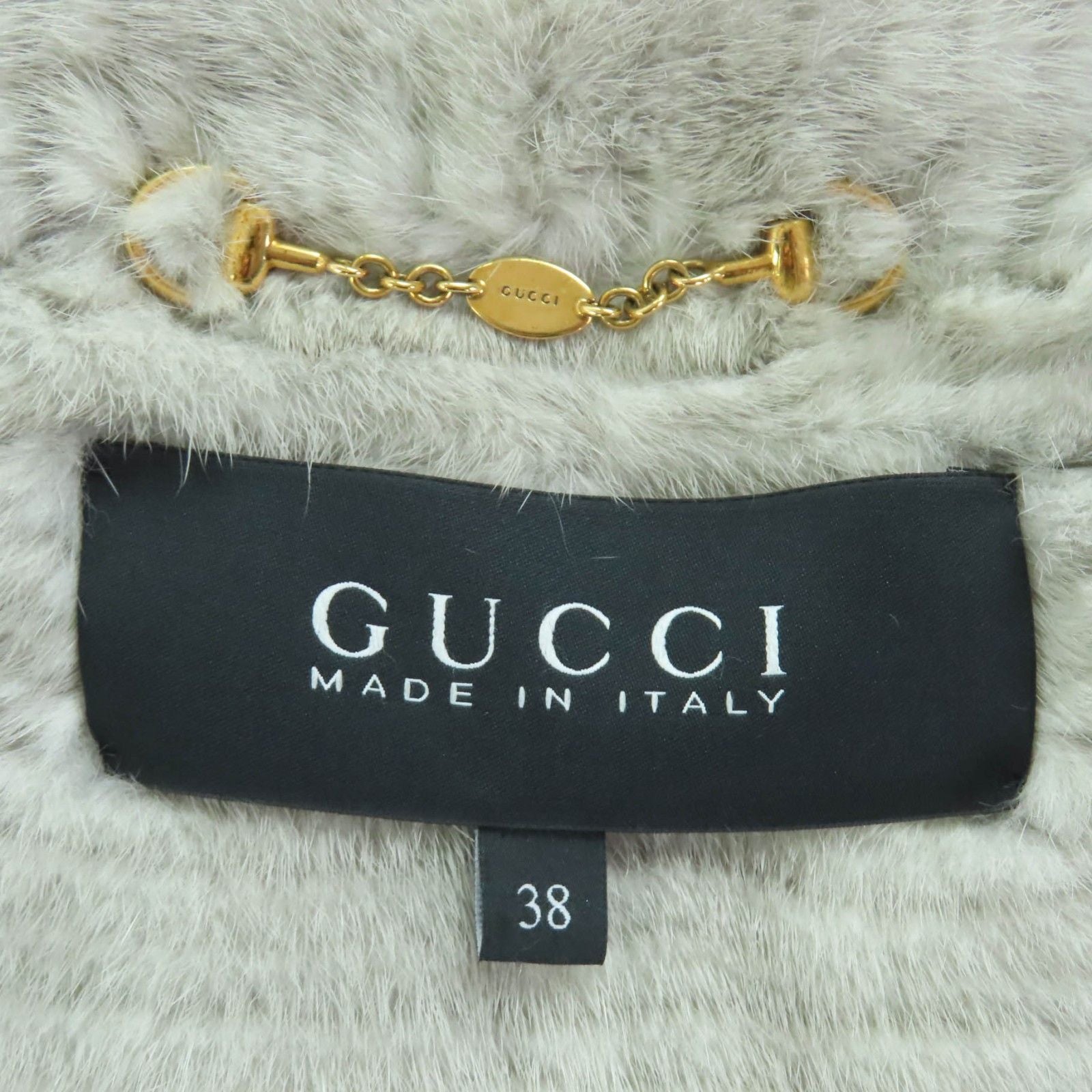 GUCCI Mink Fur Semi-Long Coat Grey Size 38