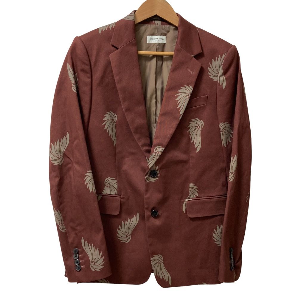 Dries Van Noten 23SS All-Over Print Tailored Jacket Wine Red 48