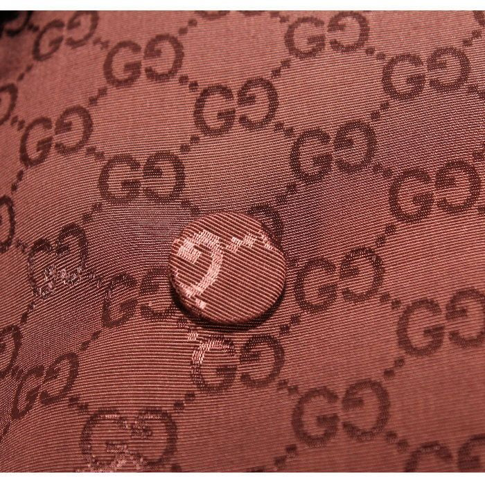 GUCCI GG Cotton Canvas Double Breasted Covered Button Jacket Brown Size 46