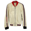 Gucci 497399 Beige Lambskin Back Logo Perforated Leather Bomber Jacket 44