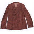 GUCCI GG Cotton Canvas Double Breasted Covered Button Jacket Brown Size 46