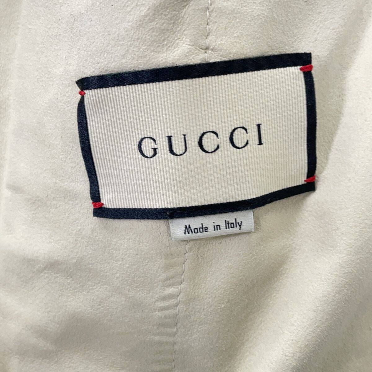 Gucci 497399 Beige Lambskin Back Logo Perforated Leather Bomber Jacket 44
