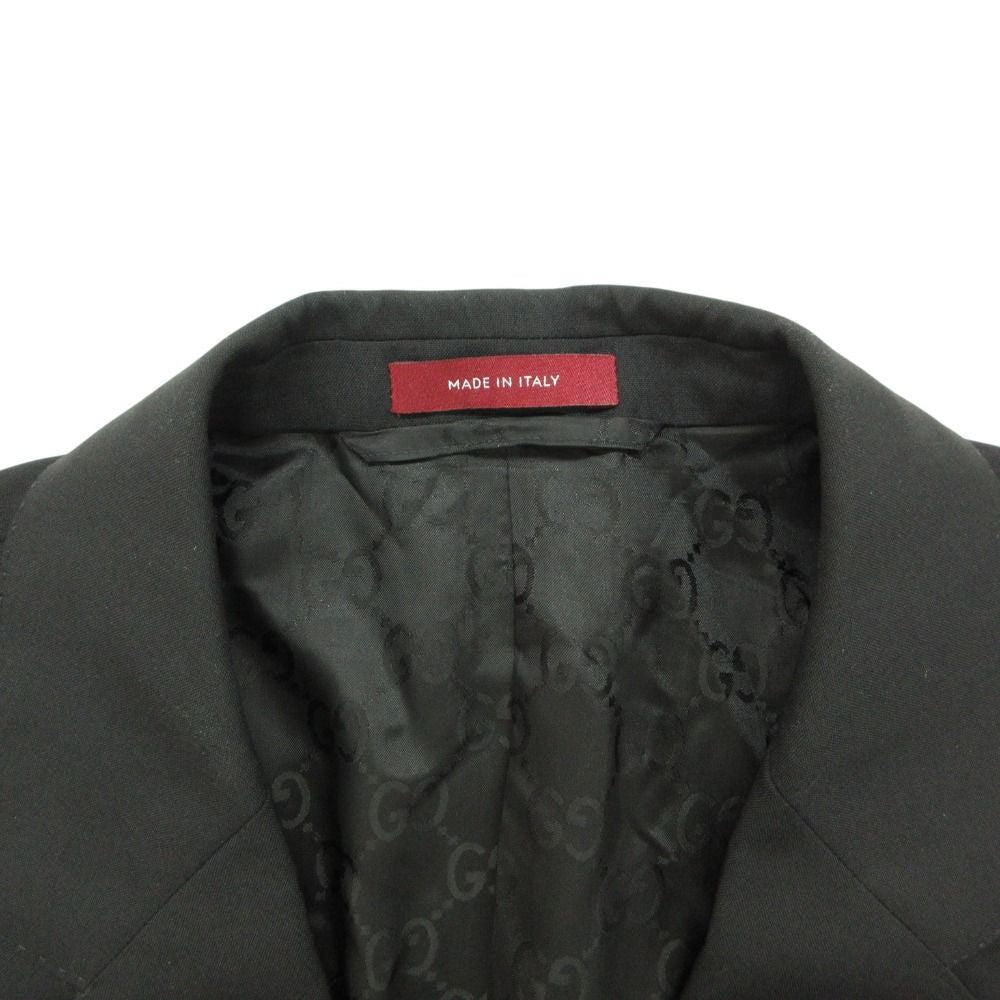 GUCCI GG Lining Single Breasted 2-Button Functional Buttonhole No-Tuck Suit Black Size 46