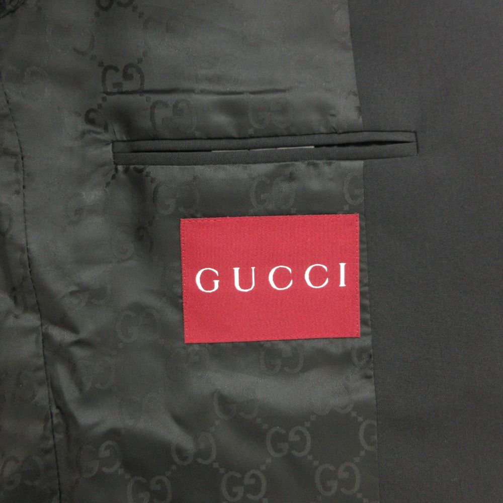GUCCI GG Lining Single Breasted 2-Button Functional Buttonhole No-Tuck Suit Black Size 46
