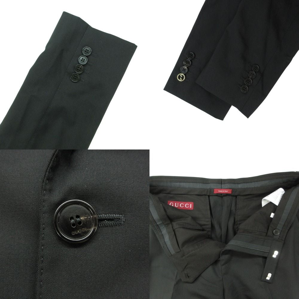 GUCCI GG Lining Single Breasted 2-Button Functional Buttonhole No-Tuck Suit Black Size 46