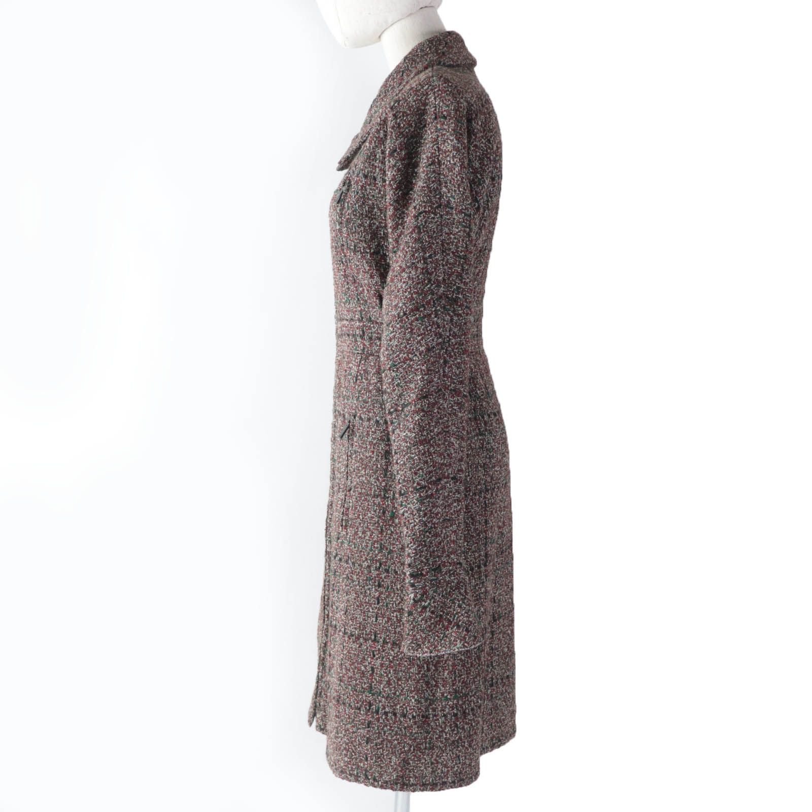 CHANEL P49823 Silk Lining Tweed Zip Up A-Line Coat Multicolor