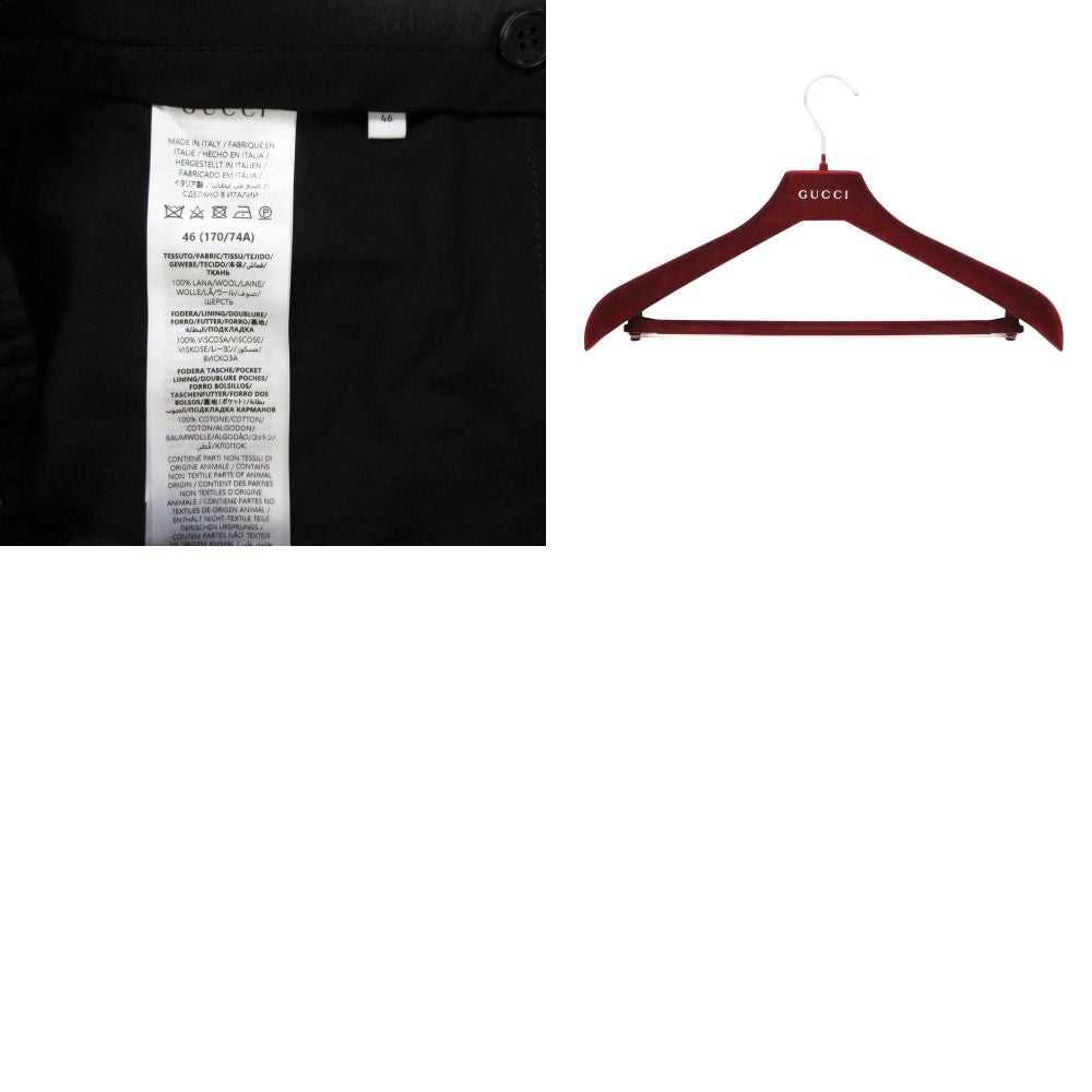 GUCCI GG Lining Single Breasted 2-Button Functional Buttonhole No-Tuck Suit Black Size 46
