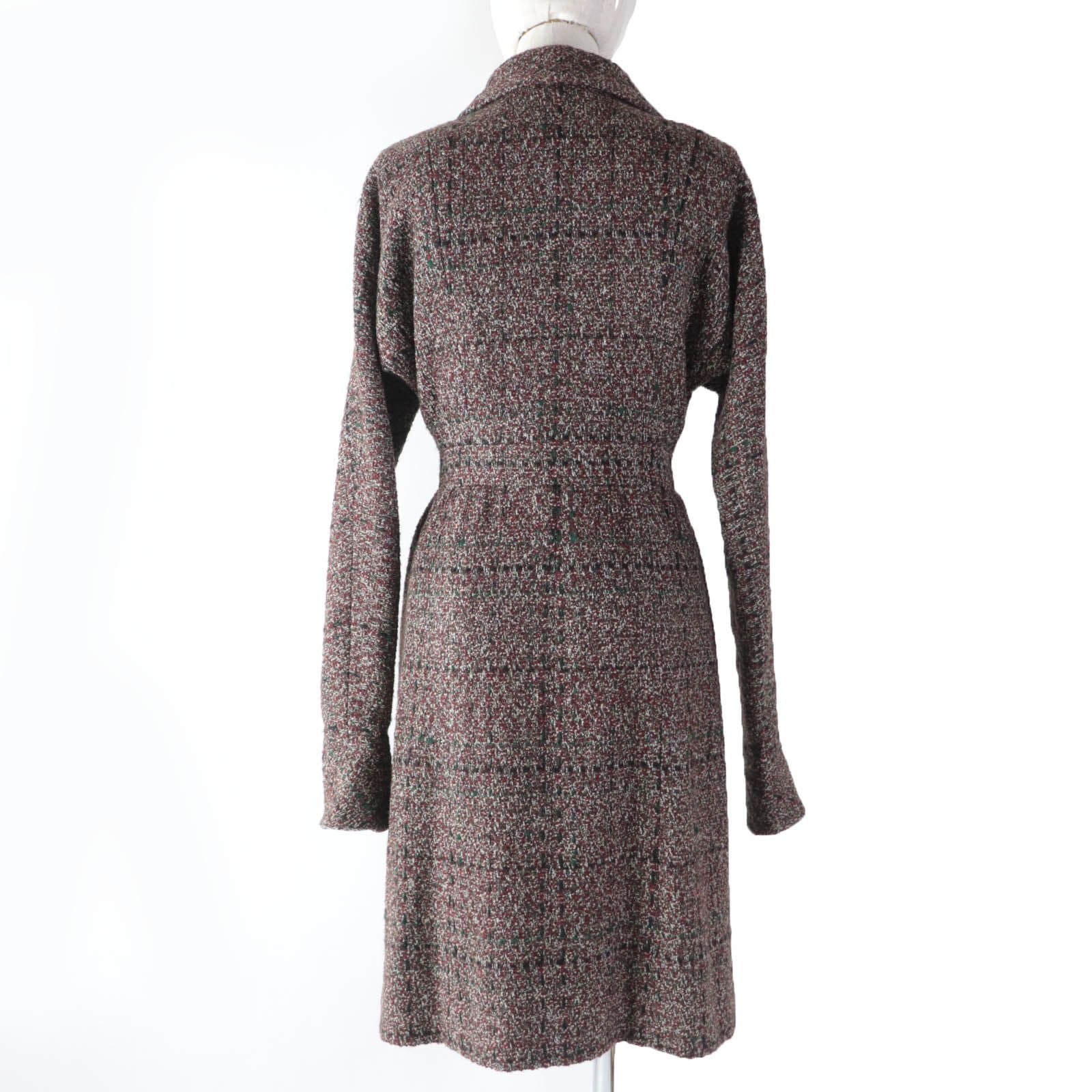 CHANEL P49823 Silk Lining Tweed Zip Up A-Line Coat Multicolor