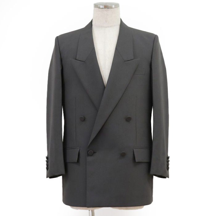 GUCCI Logo Embroidery Gabardine Single Button Peak Lapel Suit Size 46