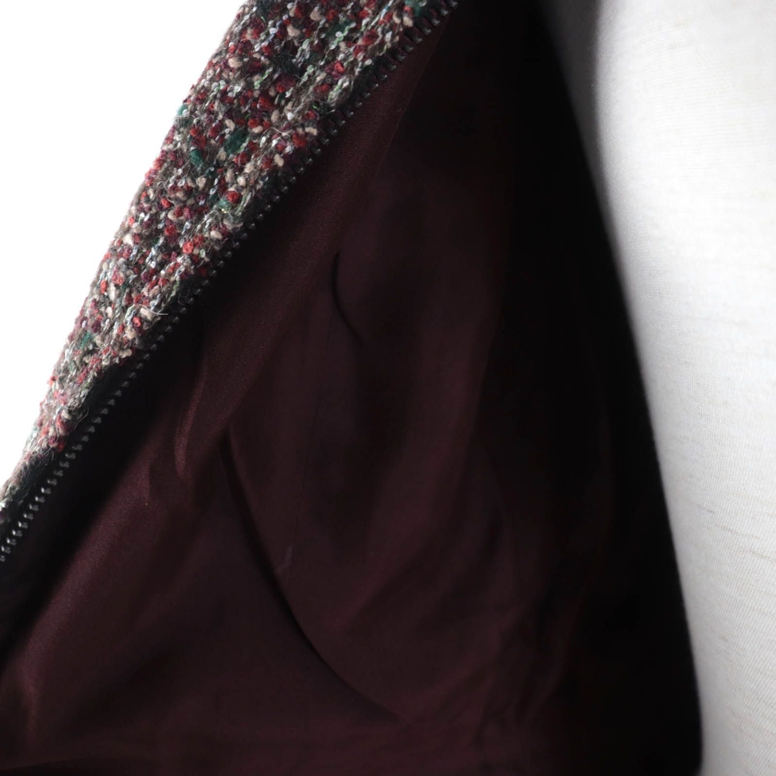 CHANEL P49823 Silk Lining Tweed Zip Up A-Line Coat Multicolor