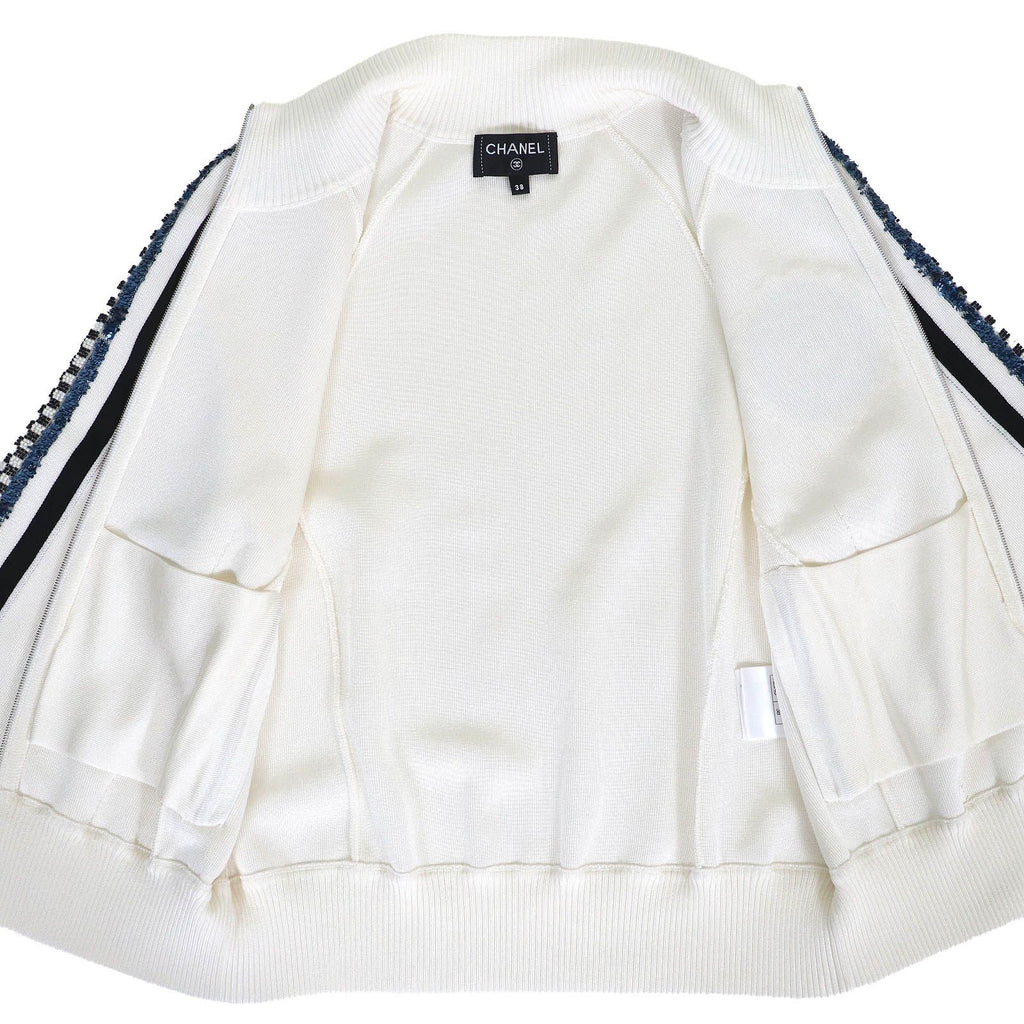 CHANEL 2023 P74166 ココマーク No.5 スパンコール ブルゾン 白黒