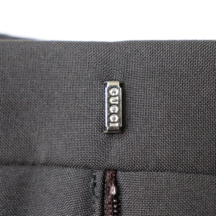 GUCCI Logo Embroidery Gabardine Single Button Peak Lapel Suit Size 46