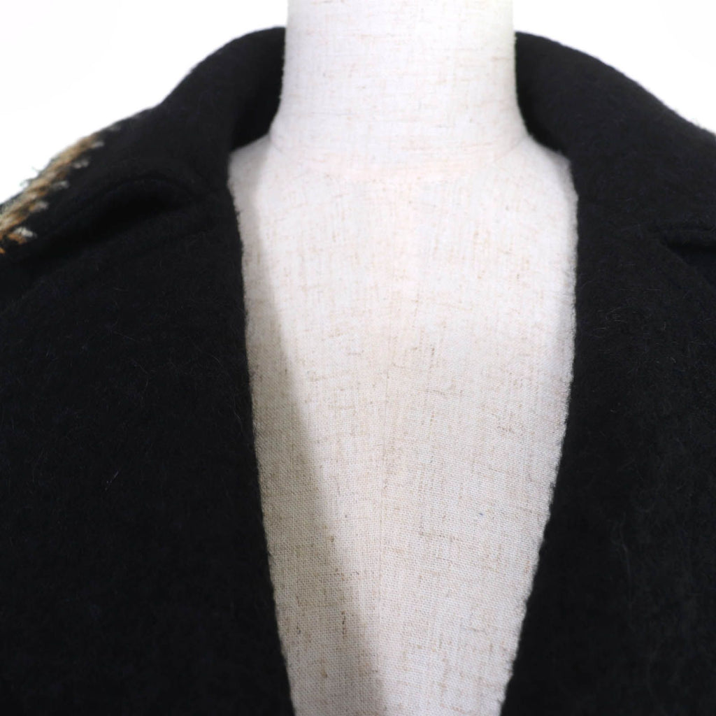 Chanel 06A P29214V14904 Vintage Sports Line Wool Alpaca Blend Coco Mark Zip Up Long Coat Black 36