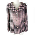 GUCCI GG Button Houndstooth Wool Silk Lined 3/4 Sleeve Jacket Size 40