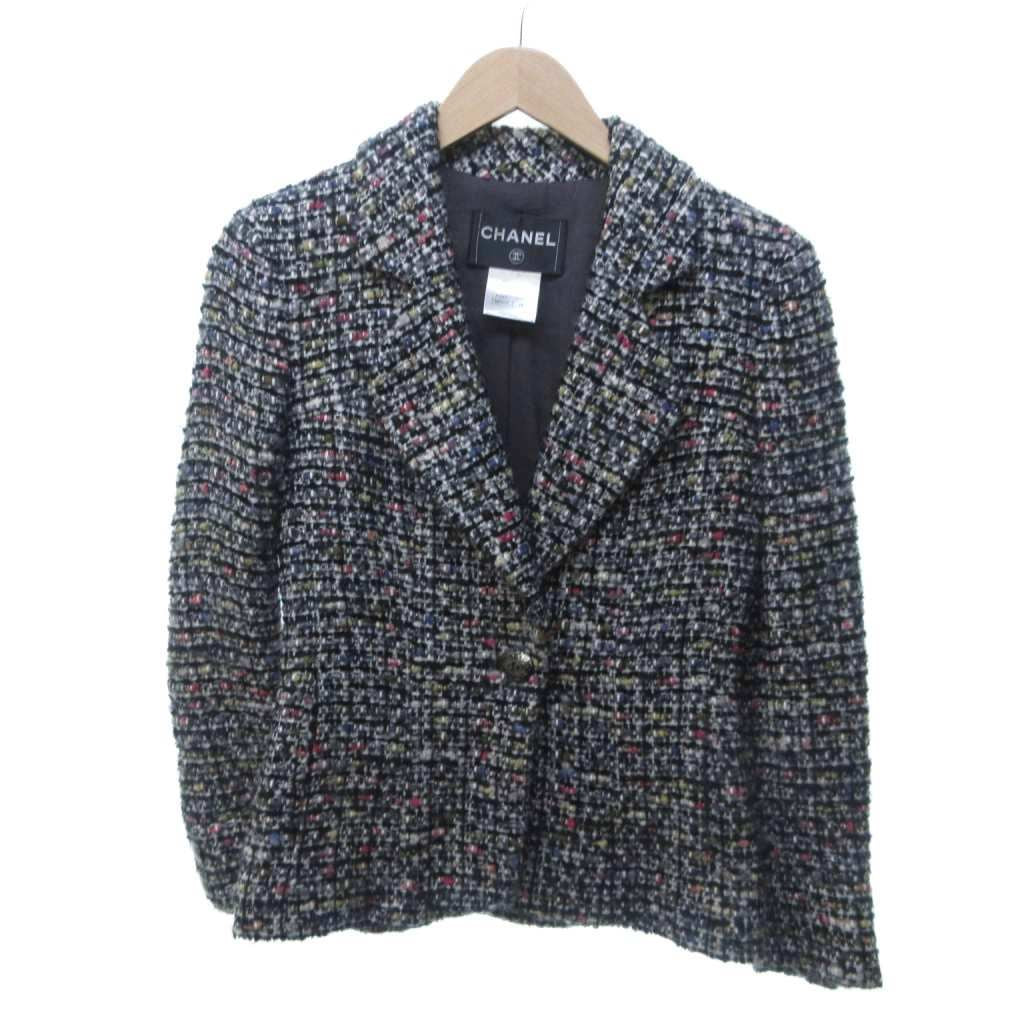 CHANEL Mix Tweed Setup Suit Coco Mark Mouton Multicolor