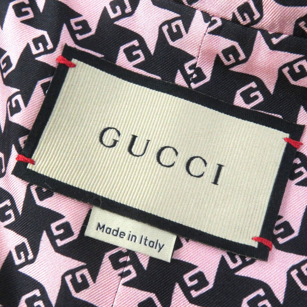 GUCCI GG Button Houndstooth Wool Silk Lined 3/4 Sleeve Jacket Size 40