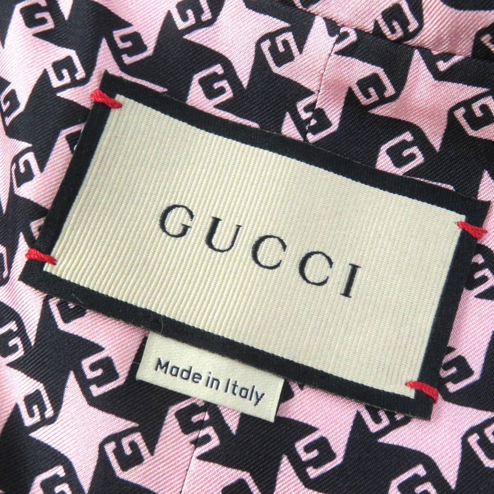 GUCCI GG Button Houndstooth Wool Silk Lined 3/4 Sleeve Jacket Size 40