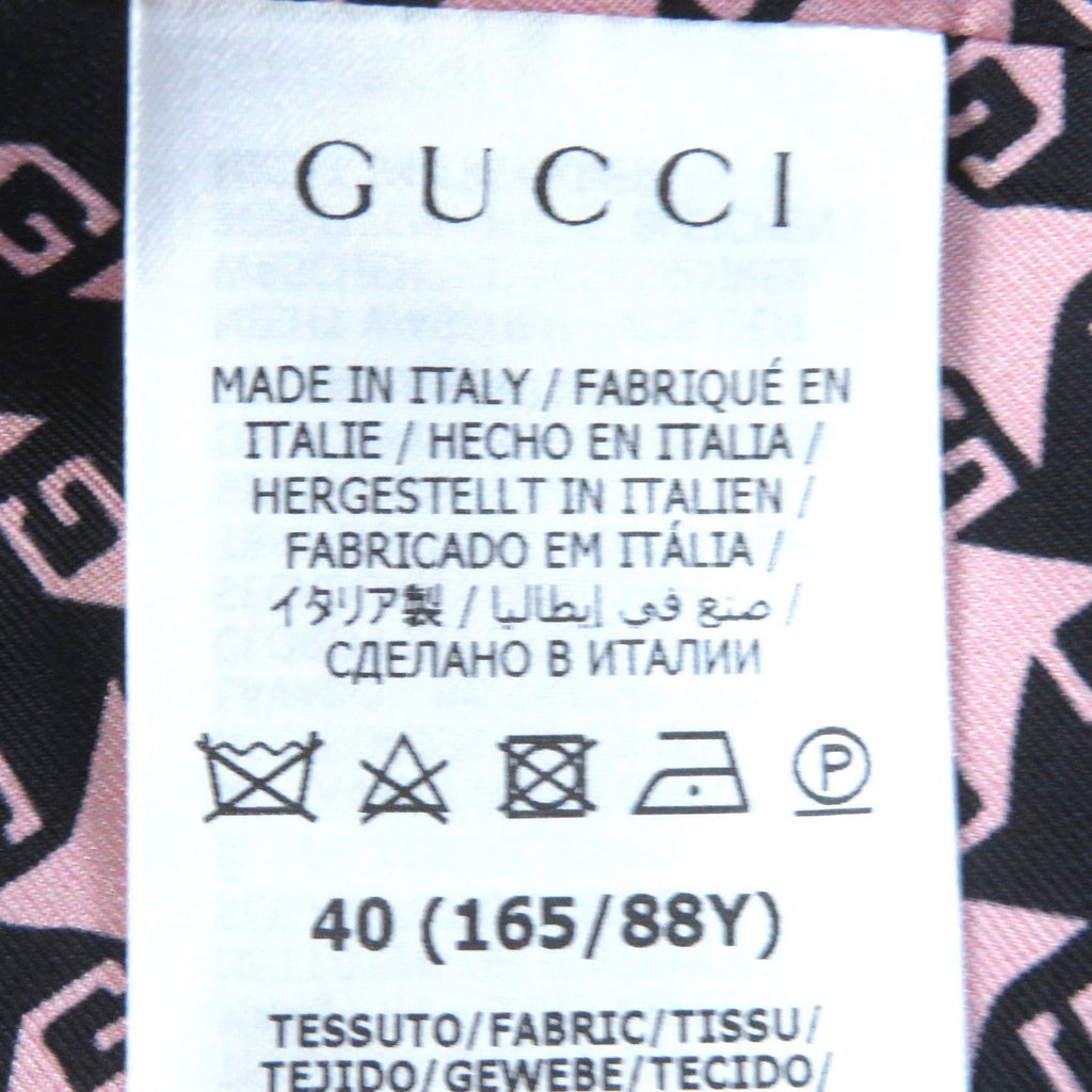 GUCCI GG Button Houndstooth Wool Silk Lined 3/4 Sleeve Jacket Size 40