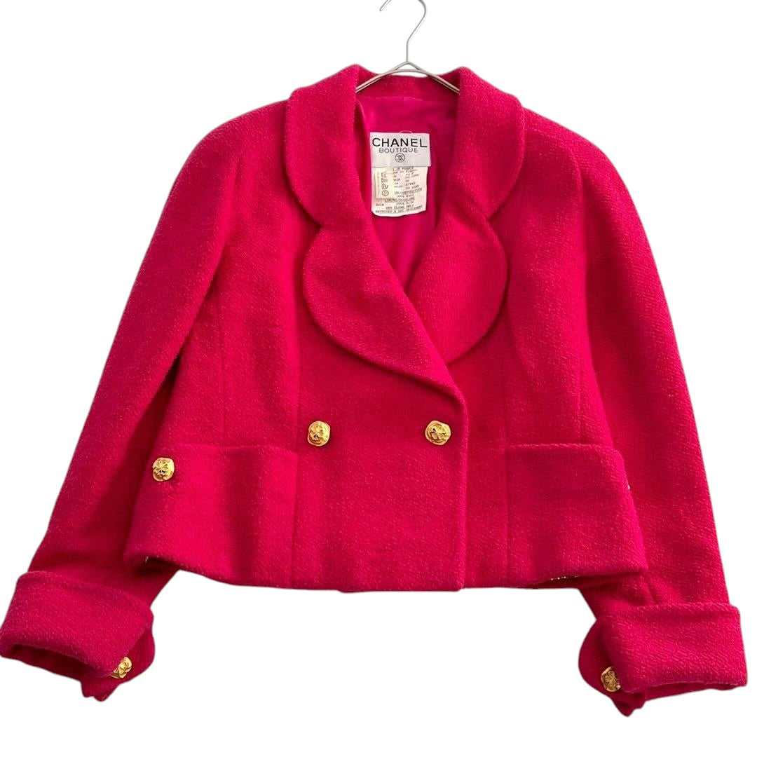 Chanel Pink Double-Breasted Jacket 38