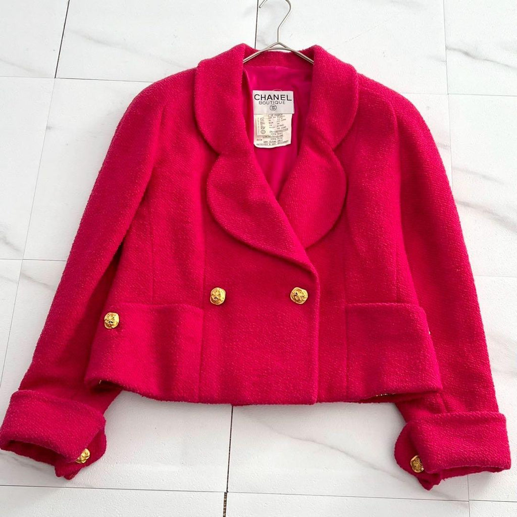 Chanel Pink Double-Breasted Jacket 38