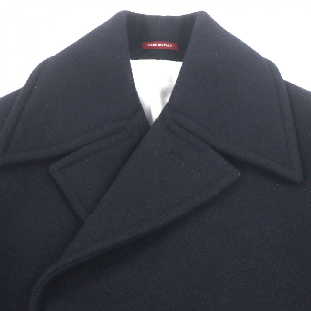 GUCCI Web Line Logo Button Double Breasted Wool Peacoat Navy Size 50