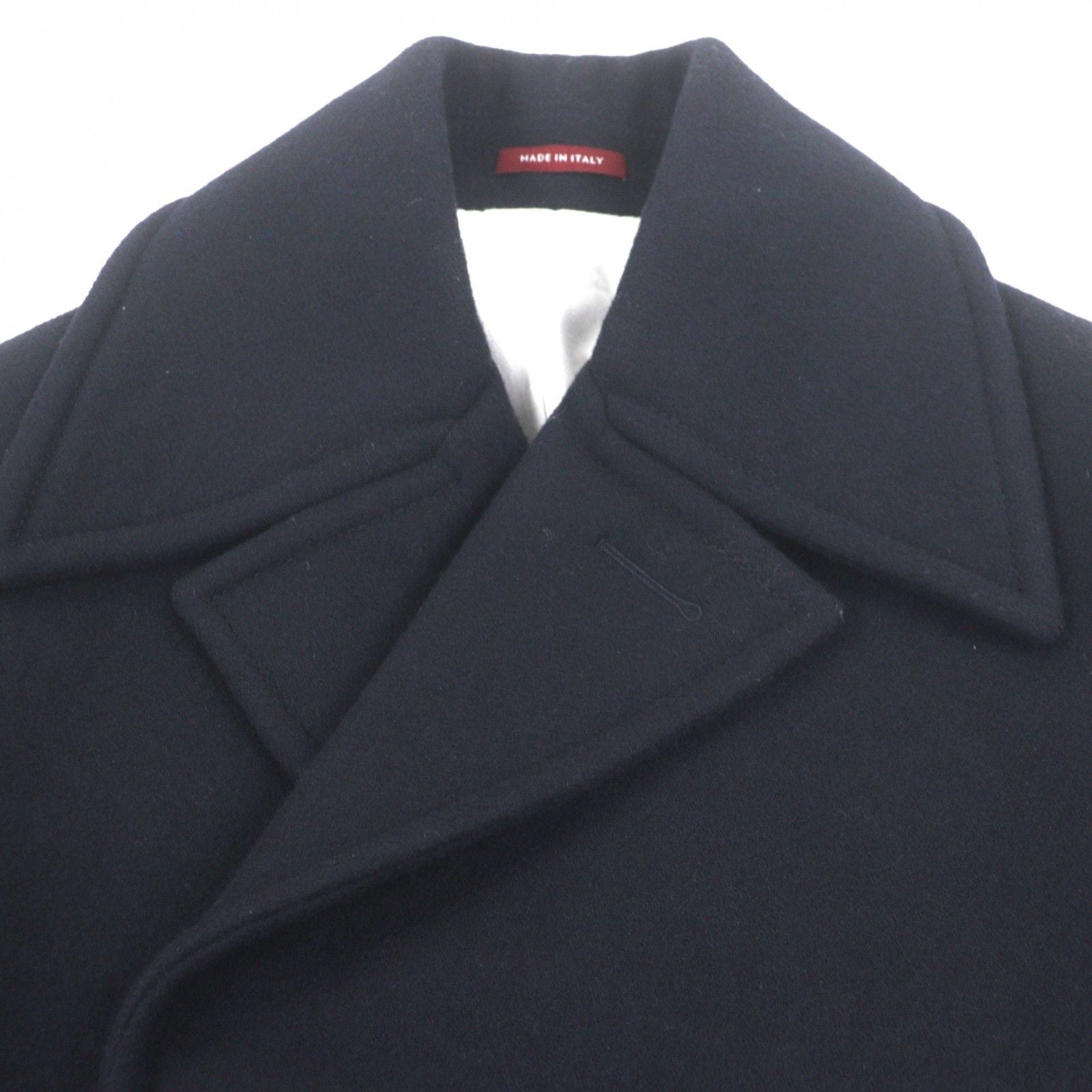 GUCCI Web Line Logo Button Double Breasted Wool Peacoat Navy Size 50