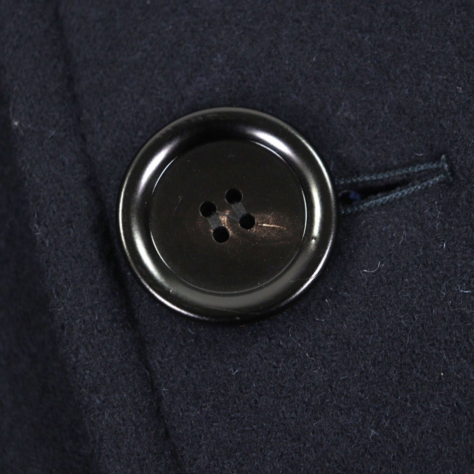 GUCCI Web Line Logo Button Double Breasted Wool Peacoat Navy Size 50