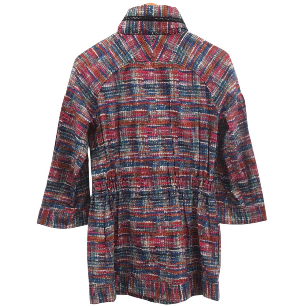 Chanel P48057V35794 Coco Button Vintage Tweed Rain Coat Waist Drawcord Cotton 34