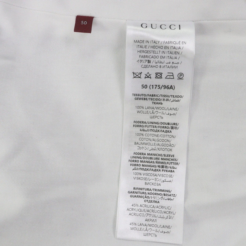 GUCCI Web Line Logo Button Double Breasted Wool Peacoat Navy Size 50