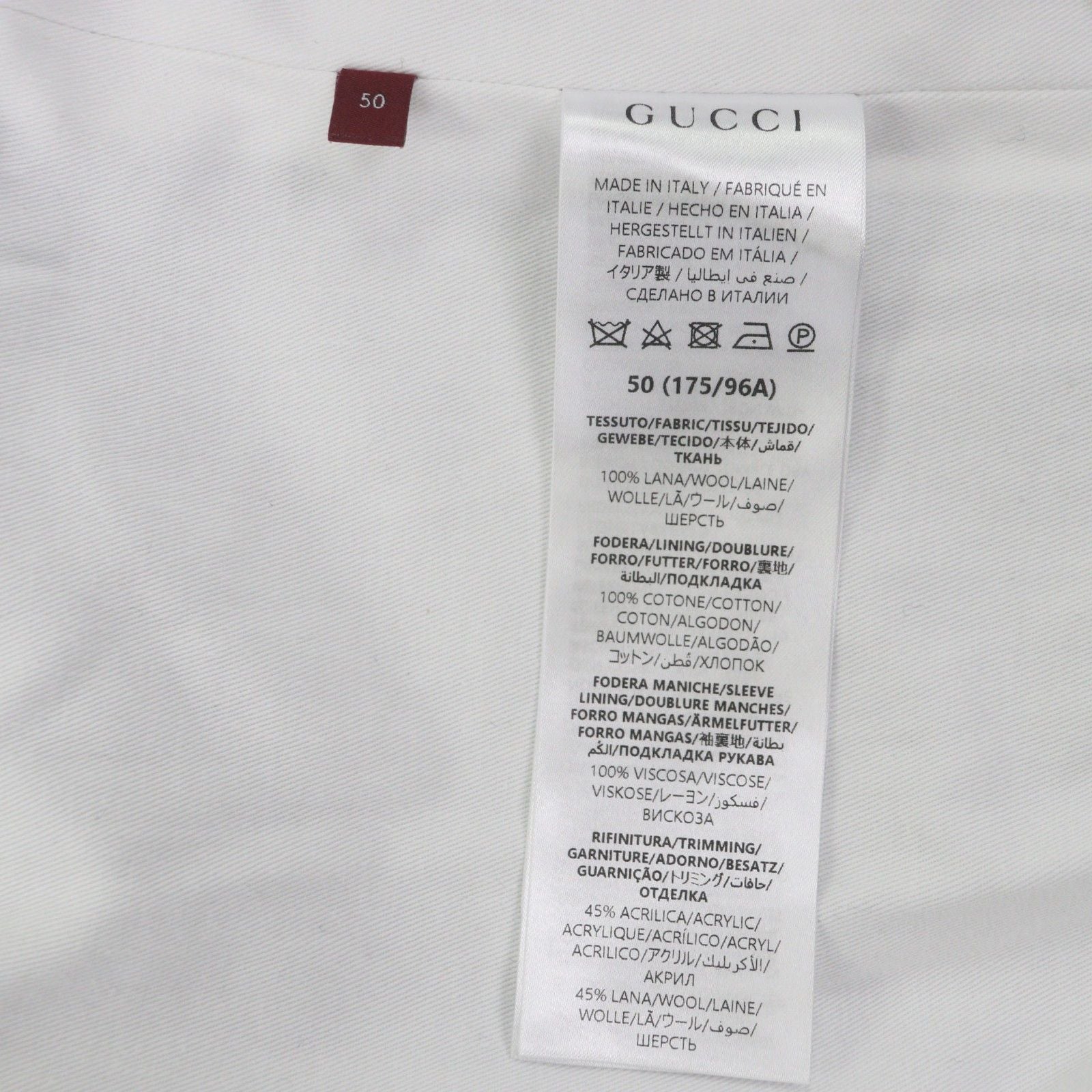 GUCCI Web Line Logo Button Double Breasted Wool Peacoat Navy Size 50