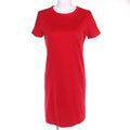 Hermès Cotton Pocket Embroidery Crew Neck Short Sleeve Dress Red 34