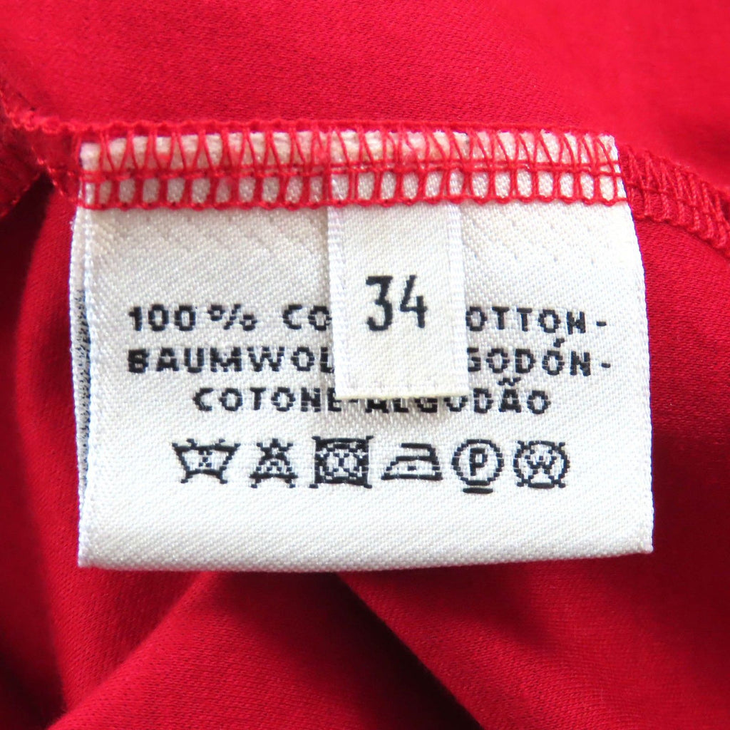 Hermès Cotton Pocket Embroidery Crew Neck Short Sleeve Dress Red 34