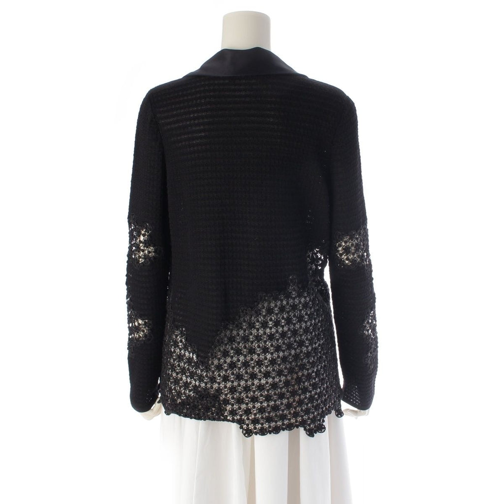 CHANEL Cotton Nylon Knit Sheer Cardigan Jacket P41281 Black