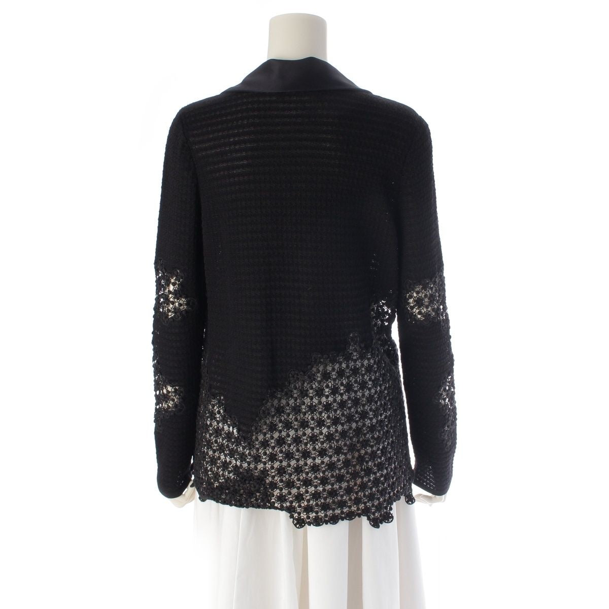 CHANEL Cotton Nylon Knit Sheer Cardigan Jacket P41281 Black