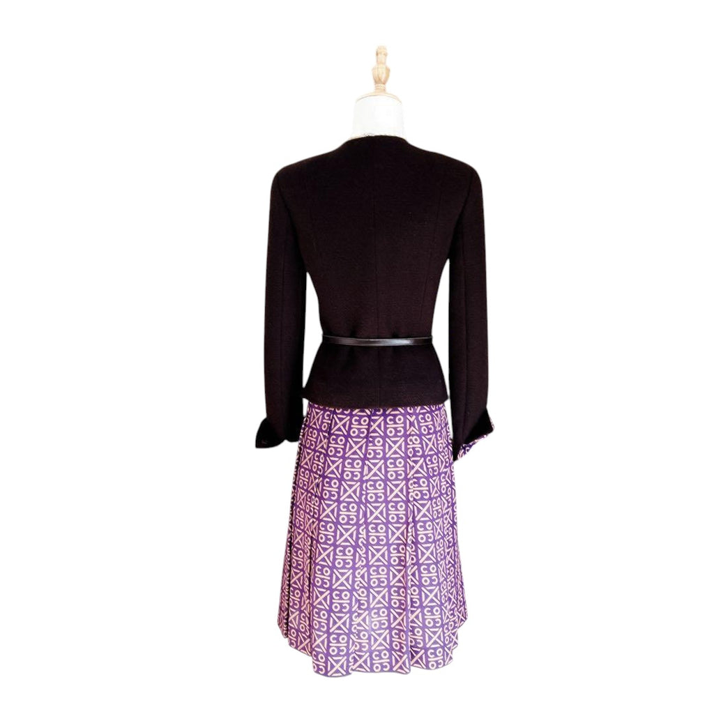 Chanel Tweed Cashmere Suit Set with Belt & Brooch 36