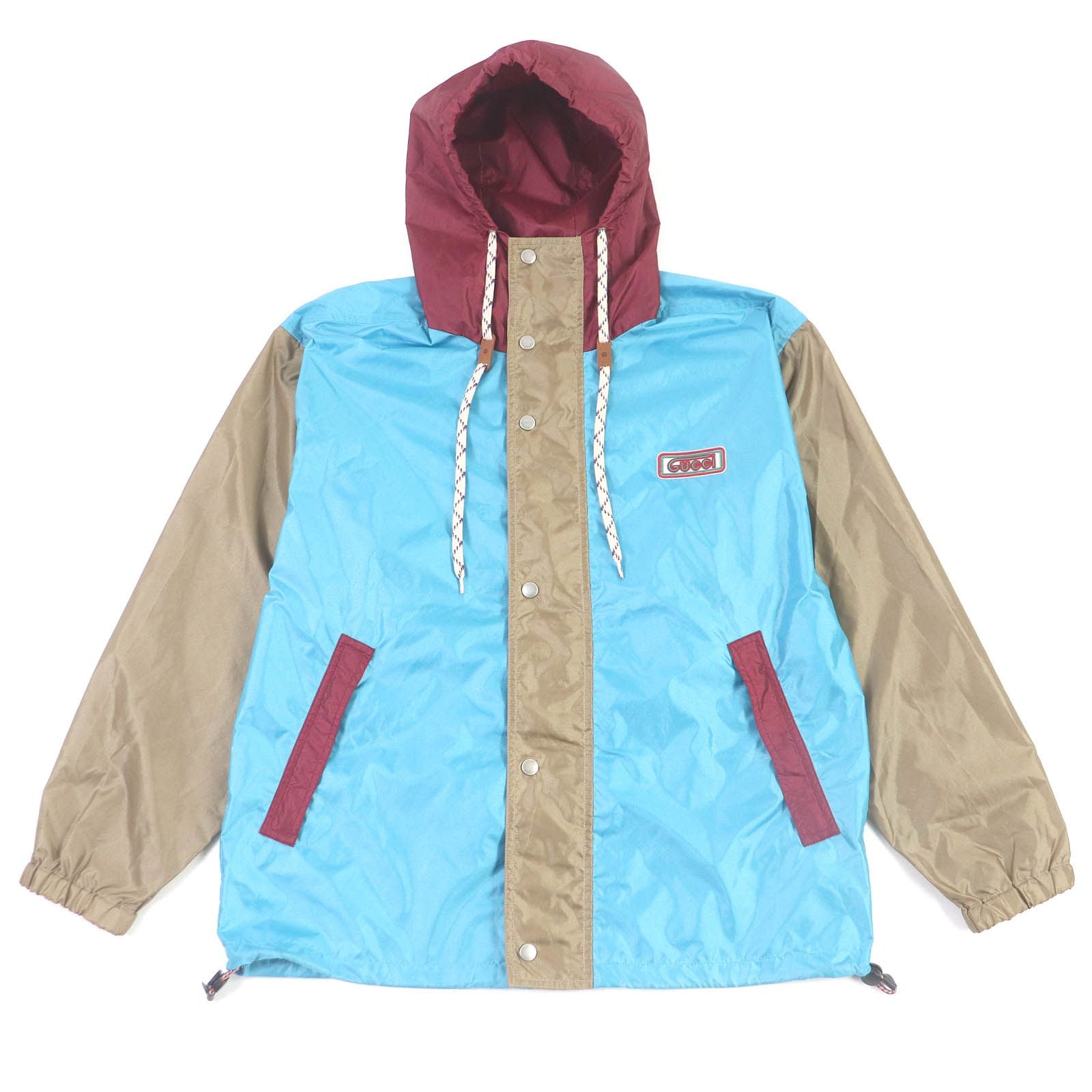 GUCCI 23SS Hooded Mountain Parka Nylon Jacket Blue Multi Size 42