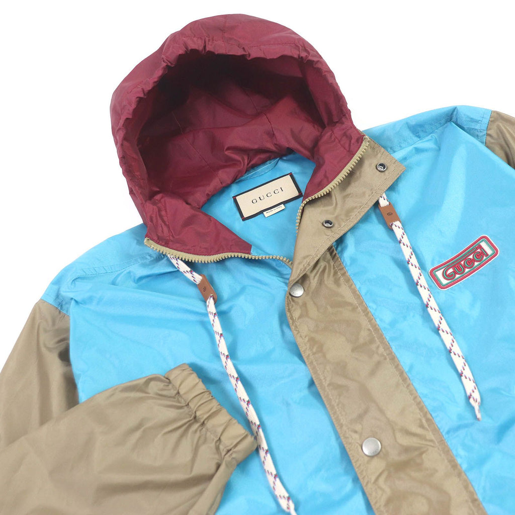 GUCCI 23SS Hooded Mountain Parka Nylon Jacket Blue Multi Size 42
