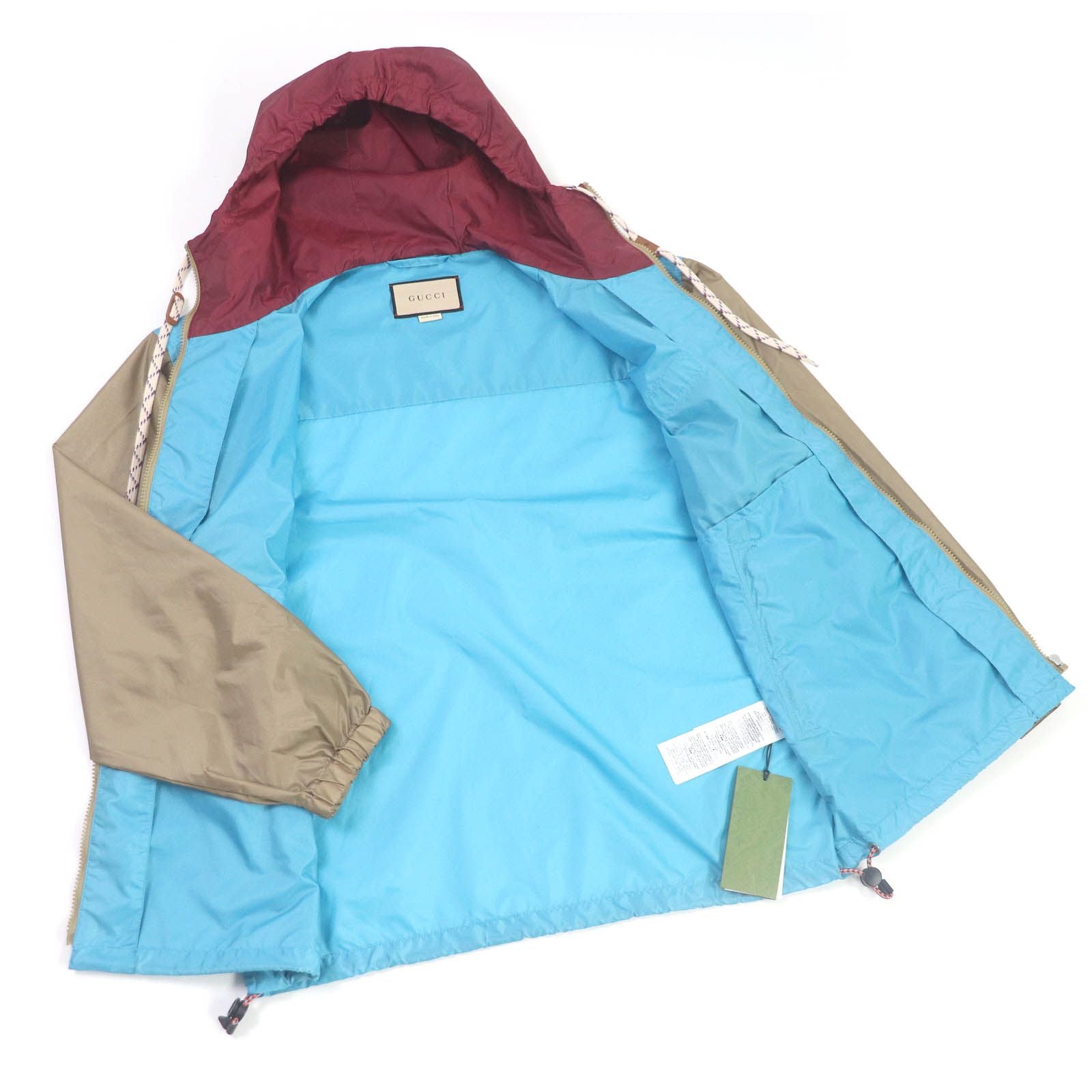 GUCCI 23SS Hooded Mountain Parka Nylon Jacket Blue Multi Size 42