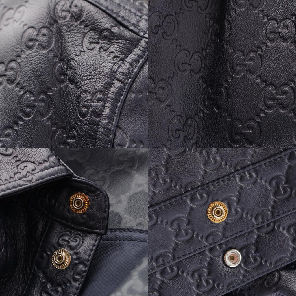 Gucci 2025AW 833460 Leather GG Guccissima Jacket Navy 46